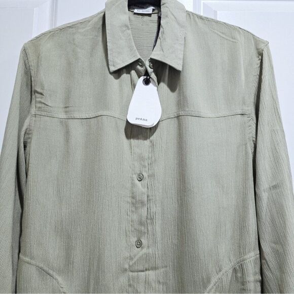 Nwt - prAna - XS Women's Fernie Shirt Swim Cover-Up In Sweet Agave/Green - Picture 6 of 7